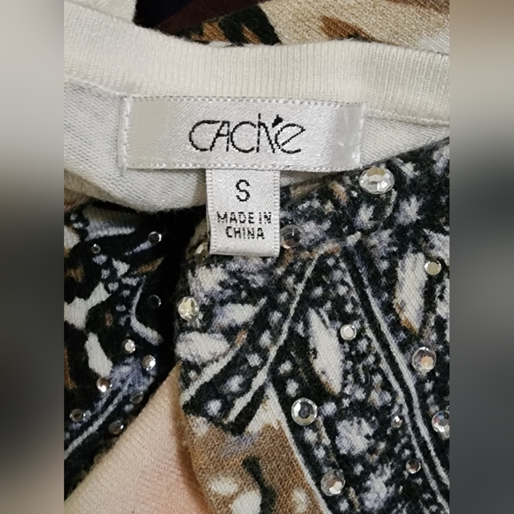 CACHE sizeS Leopard Print Pearl's Jewels & Bows Print Embellished w/ Rinestones - Picture 10 of 16